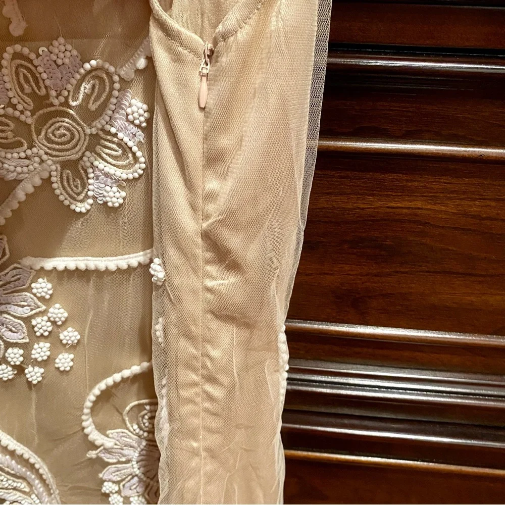 Boston Proper Hand Beaded Tulle Mini Dress | S - Picture 4 of 9